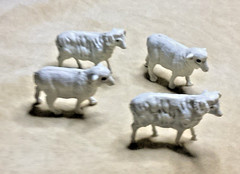 Lot Of 4 White Plastic Sheep For Farm Train Nativity Displays Or Crafting