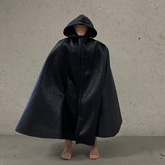 KC-HC-RG-BK: 1/12 Black Wired Hooded Cape for 6″ Action Figures