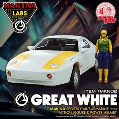 M.A.S.K. Ramen Toy Makina Labs GREAT WHITE w/ Portia White Porsche 928 Submarine