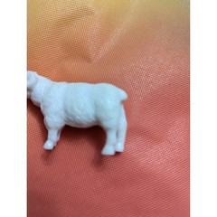 Ubranded hard PVC plastic albino white red eyes ram farm animal mini under 2 in