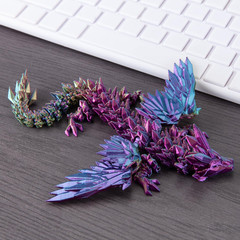 3D Printed Dragon with Wings, 9″ Articulated Winged Dragon for Home Office Decor