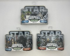 2004 Star Wars Galactic Heroes Lot: 3 Two-Packs – Boba Fett, Vader, Yoda +