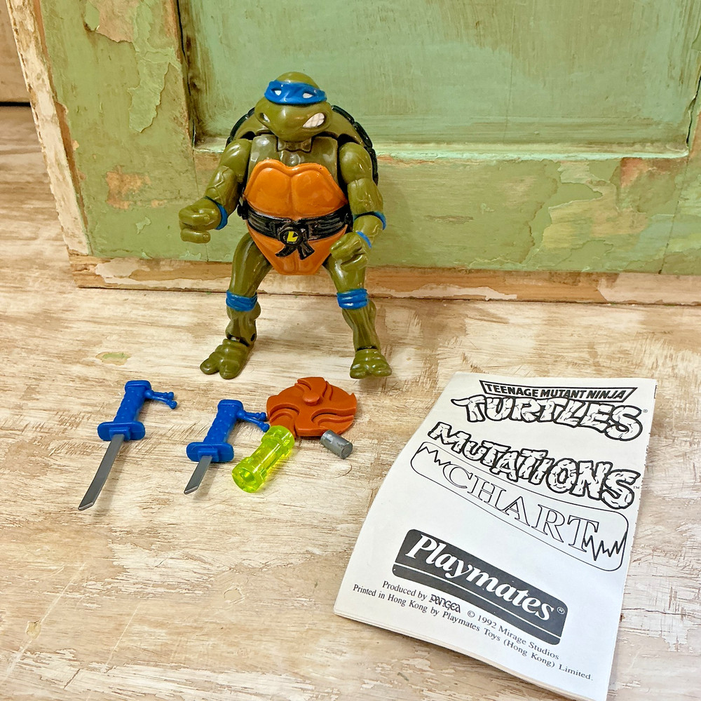 1992 TMNT Mutatin’ Leonardo Figure w/ Chart Pizza Ooze Katanas READ