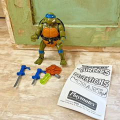 1992 TMNT Mutatin’ Leonardo Figure w/ Chart Pizza Ooze Katanas READ
