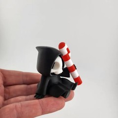 Sitting Grim Reaper with Candy Cane – Cute Goth Christmas Shelf Sitter