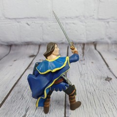 Papo Medieval Sword Shield-Decorated Horse BLUE+WHITE Action Figure 2000s Vtg
