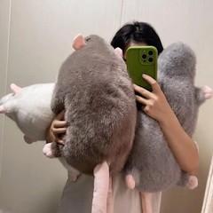 Big Rat Plushie 35/50cm Mouse Plushie Doll Cartoon Plush Flower Branch Rat Doll