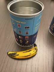 Kidrobot Andy Warhol Tomato Soup Can Series Vinyl Banana & Plush Robot With Can!