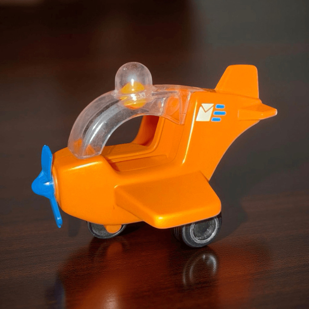 Vintage Tumble Wheels Dome Top Post Office Mail Airplane Orange Plastic A47