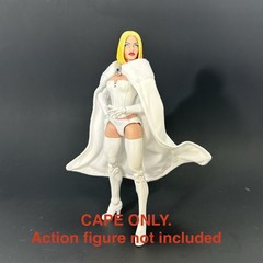 White Wired Cape W/ Fur Marvel Legends Emma Frost 6” Action Figure Custom X-men