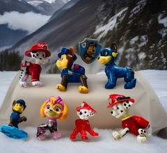 Lot of 7 Paw Patrol Pups Action Plastic Figures Marshall Skye Chase 2-3 Inches
