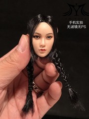 YMTOYS 1/6 Asian Beauty Ying Black Braids Head Sculpt Fit 12”Female Pale Figure