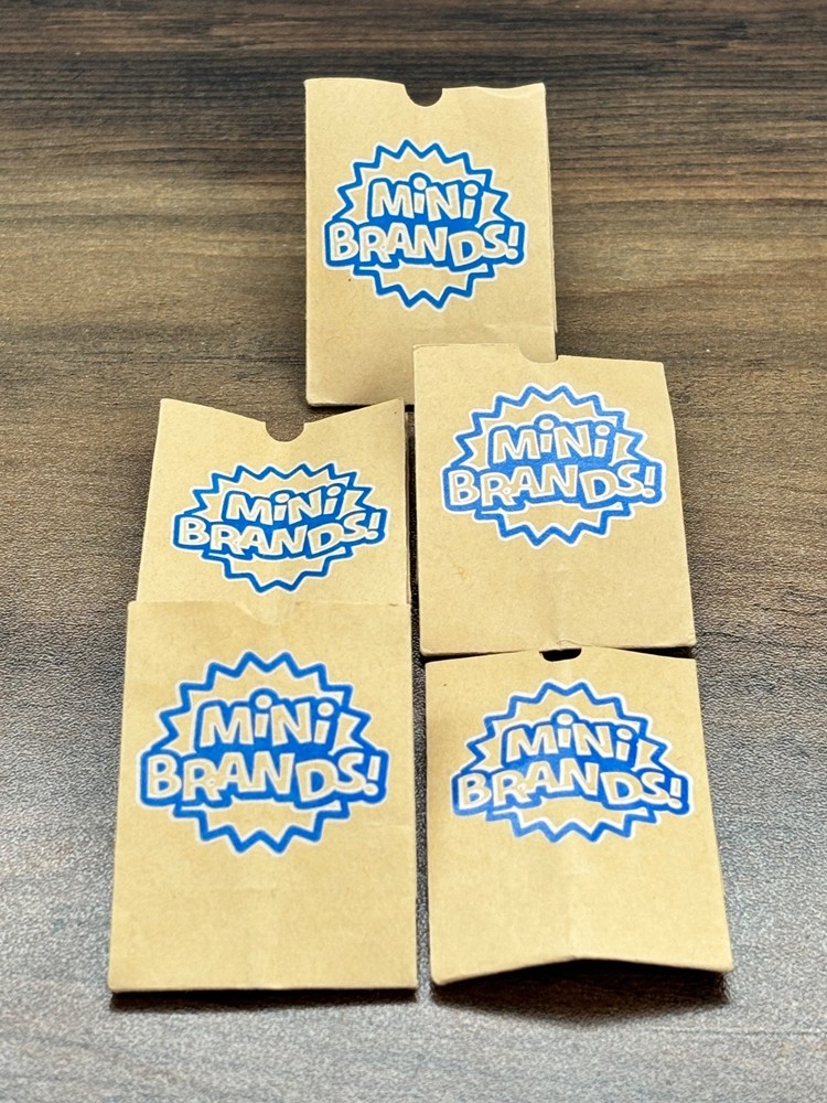 LOT Zuru Mini Brands Food Toys Brown Paper Grocery Shopping Bag Miniature Set 5