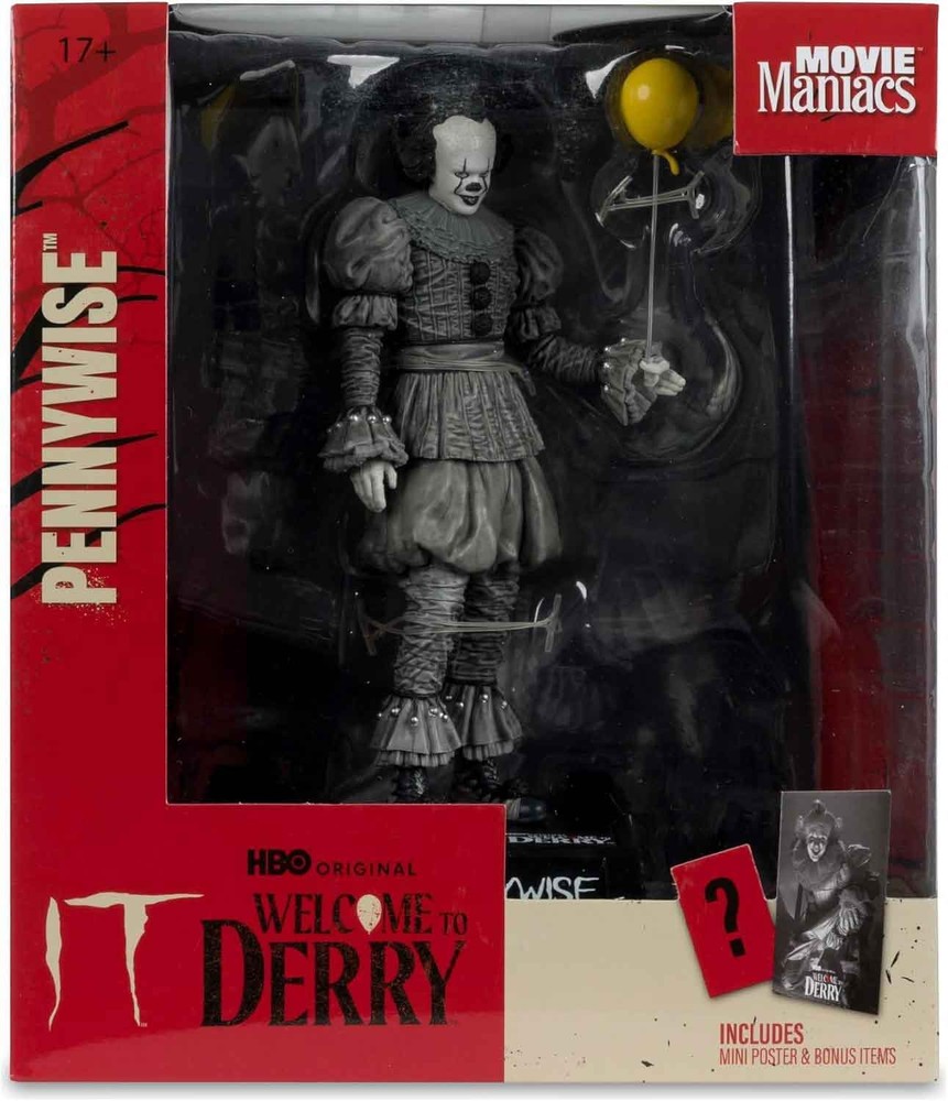 Movie Maniacs IT Welcome to Derry 6″ Static Figure – Pennywise Black and White