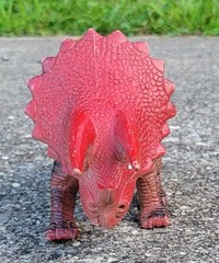 Vintage Triceratops Dinosaur Figure Red Black Hard Plastic 1999