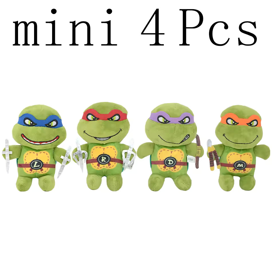 4pcs TMNT Plush Keychain Set Mini Donatello Michelangelo Raphael Leonardo