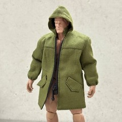 MI-ZPJK-GN: 1/12 Green Mid-Length Hooded Jacket for 6″ or 7″ action figures