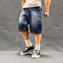1/12 Turtleneck Sleeveless Vest Denim Shorts Outfit For 6″ Male Action Figure