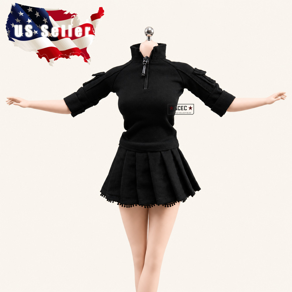 1/6 Tactical Zip Top Pleated Skirt Set Fit TBLeague Hot Toys 12” Female Figure