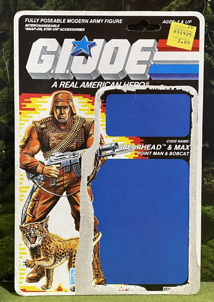 Vintage 1988 G.I. Joe SPEARHEAD & MAX v1 Full UNCUT File Card Back GI and ARAH