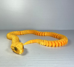 3D Printed Articulated Snake 29” Crystal-Like Movable Snake Golden Snake