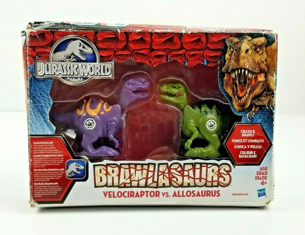 Jurassic World Brawlasaurs Velociraptor vs Allosaurus Figure 2 Pack Open Box