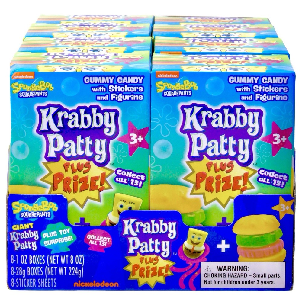 =Lot: 8 Blind Boxes= SpongeBob SquarePants Krabby Patty Candy Plus Prize