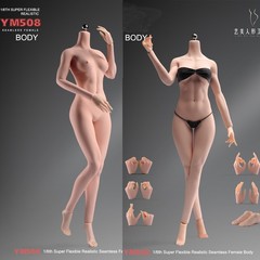 1/6 Female Pale Mid Bust Plump Silicone Doll Seamless Body For 12″ Action Figure
