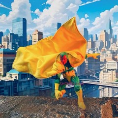 1/12 Custom Yellow Wired Cape Cloak For 6” ML Vision Action Figure（No Figure）