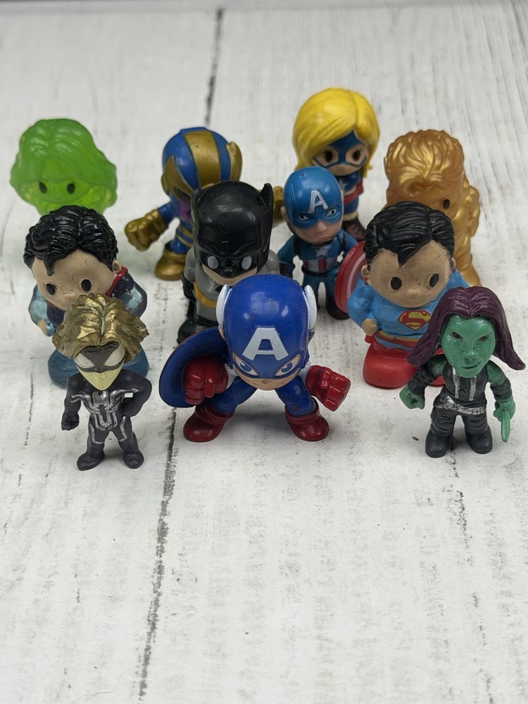 Ooshies Mini Superhero Figures Lot of 11 Marvel DC Batman Ear Flaw See Photos