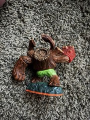 Bull Warrior Figure Plastic Figurine w/ Detachable Red Accessory Brown Green