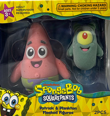 Full Set of 8 SpongeBob SquarePants Flocked Figures Sandy Gary Patrick Plankton+