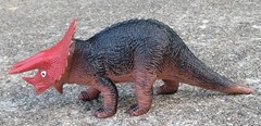 Vintage Triceratops Dinosaur Figure Red Black Hard Plastic 1999