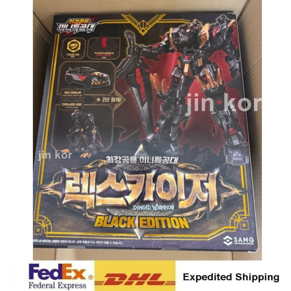 Miniforce Dinoid Warrior REX KAISER BLACK EDITION Transformer Dino Robot+Express
