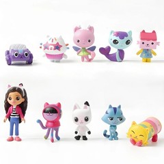 10PCS Gab Smiling Cat Anime Figure Toys Cartoon Doll Set Birthday Gift Kids USA