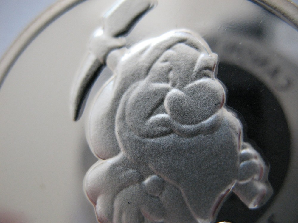 1 OZ. PURE.999 SILVER GRUMPY 7 DWARFS ANNIVERSARY DISNEY SNOW WHITE COIN+GOLD