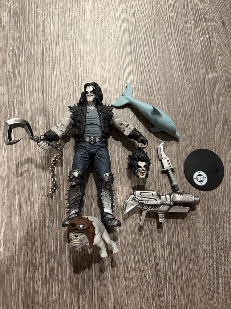 DC Multiverse Mcfarlane Lobo Spacehog Figure Gold Label Extras Dog Dolphin Chain