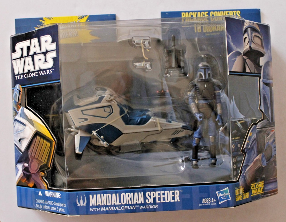 Star Wars Clone Wars Mandalorian Speeder with Mandalorian Warrior New Sealed