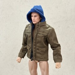 MO-HDJK-PBGN: 1/12 Olive Green Hoodie Zipper Jacket for 6″ Medium to Slim Figure