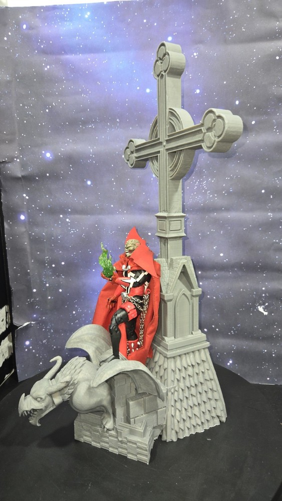 SPAWN BATMAN DAREDEVIL action figure Cross Base Gargoyles Steeple Diorama