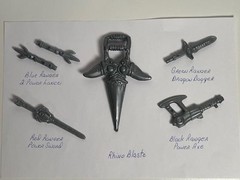 Power Rangers mini weapons Rhino blaster knife, power axe, sword, lance & dagger