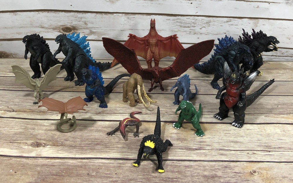 Godzilla Action Figures LOT OF 15 TV Movie Monsters Rodan, Many Godzillas