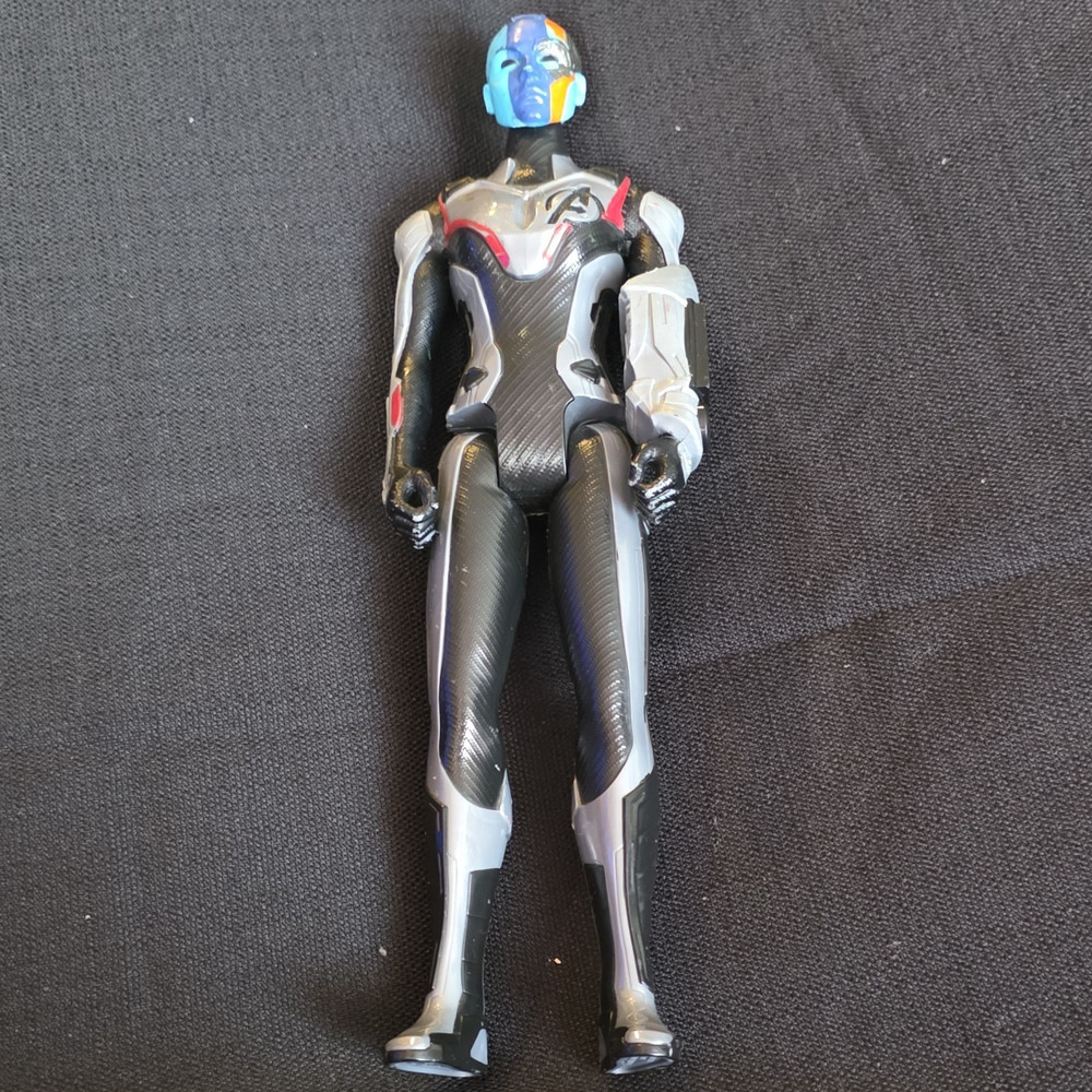 Black & Silver Futuristic Humanoid Action Figure w/ Blue Head Helmet