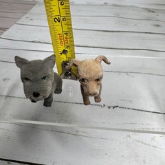 Vintage Puppy In My Pocket Flocked Dog Figures 1990s – Grey & Tan Lot Mattel
