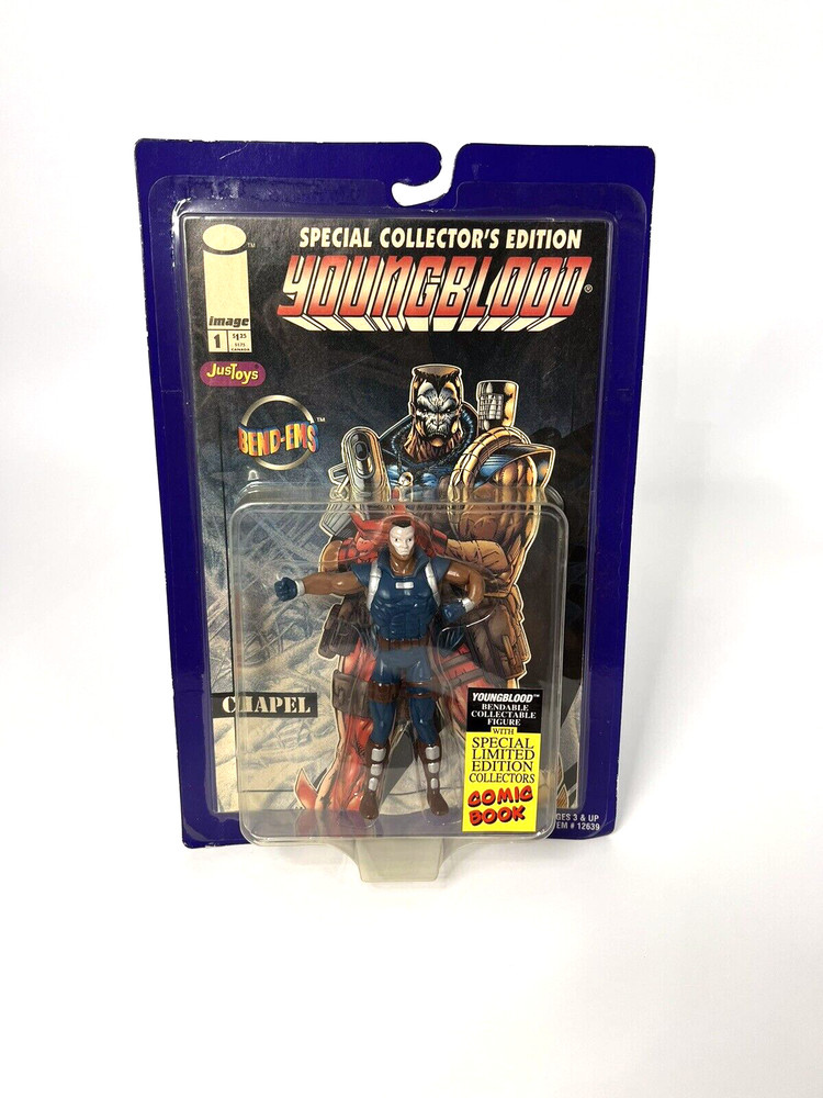 JusToys Bend Em 1995 Collectors Edition Youngblood CHAPEL Figure With Comic