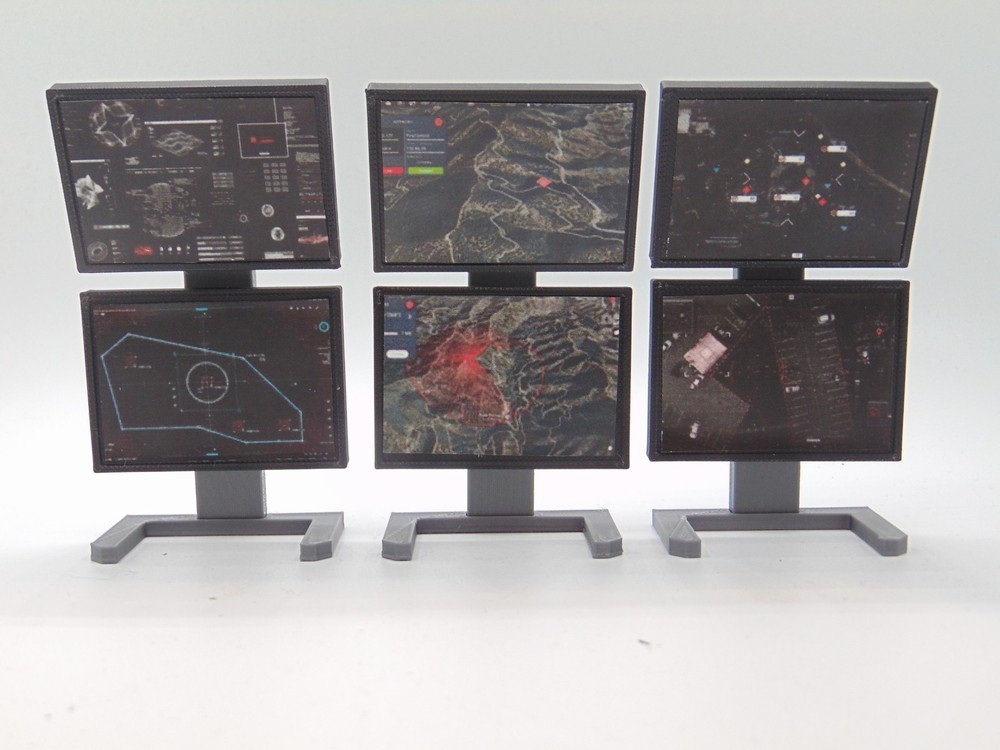Custom 1/12 Scale Surveillance Command Center Computer Station Screen Upgrades