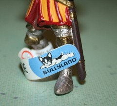Bullyland Standing Red Yellow Stripe Armored Knight w/ Battle Axe & Helmet