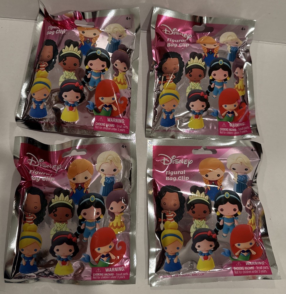 Disney Figural 3D Bag Clip : New Series – Lot of 4 Sealed Blind Bags