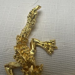 Chinese Gold Tone Articulated Dragon Figurine 3D Zodiac Tabletop Feng Shui Decor
