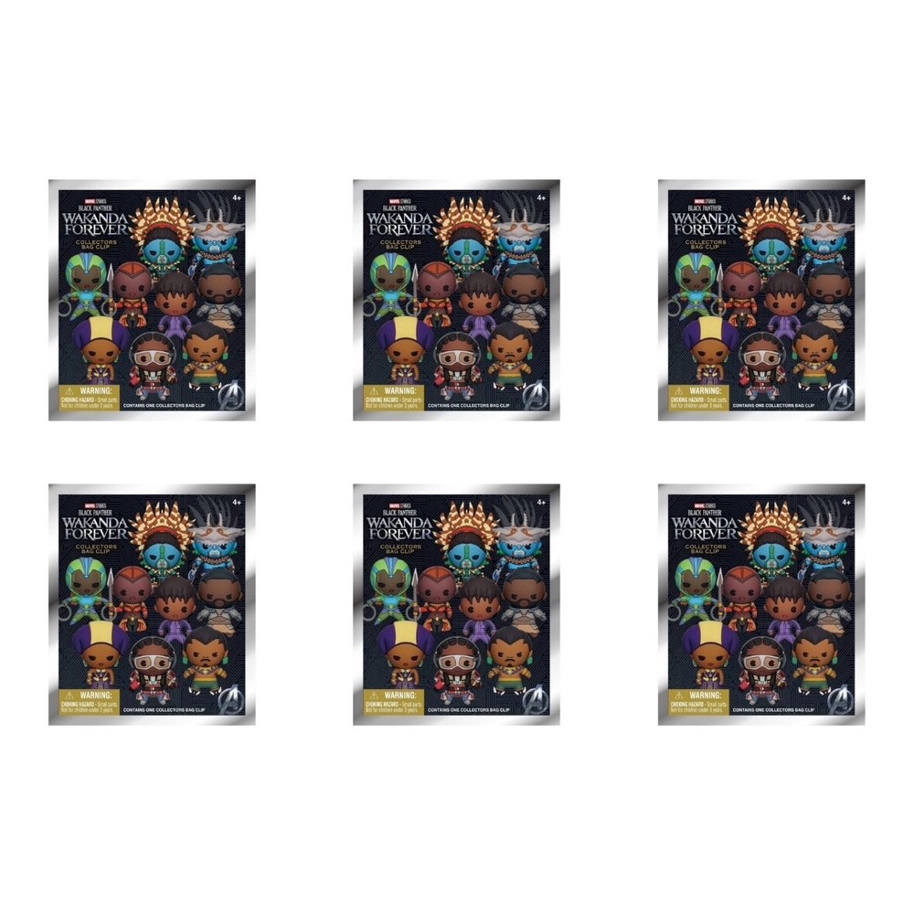 Black Panther Wakanda Forever Figural 3D Bag Clip – Lot of 6 Sealed Blind Bags